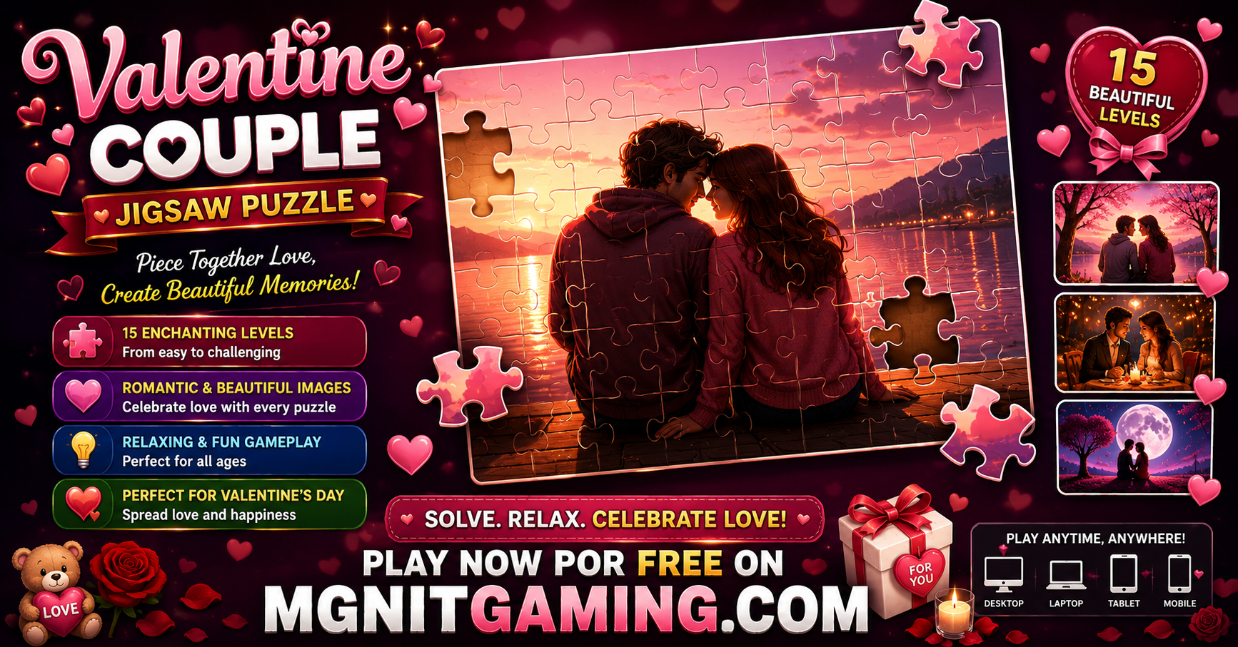  Play Valentine Couple Jigsaw Puzzle Online Free | Romantic Puzzle Adventure | MGNiT Gaming